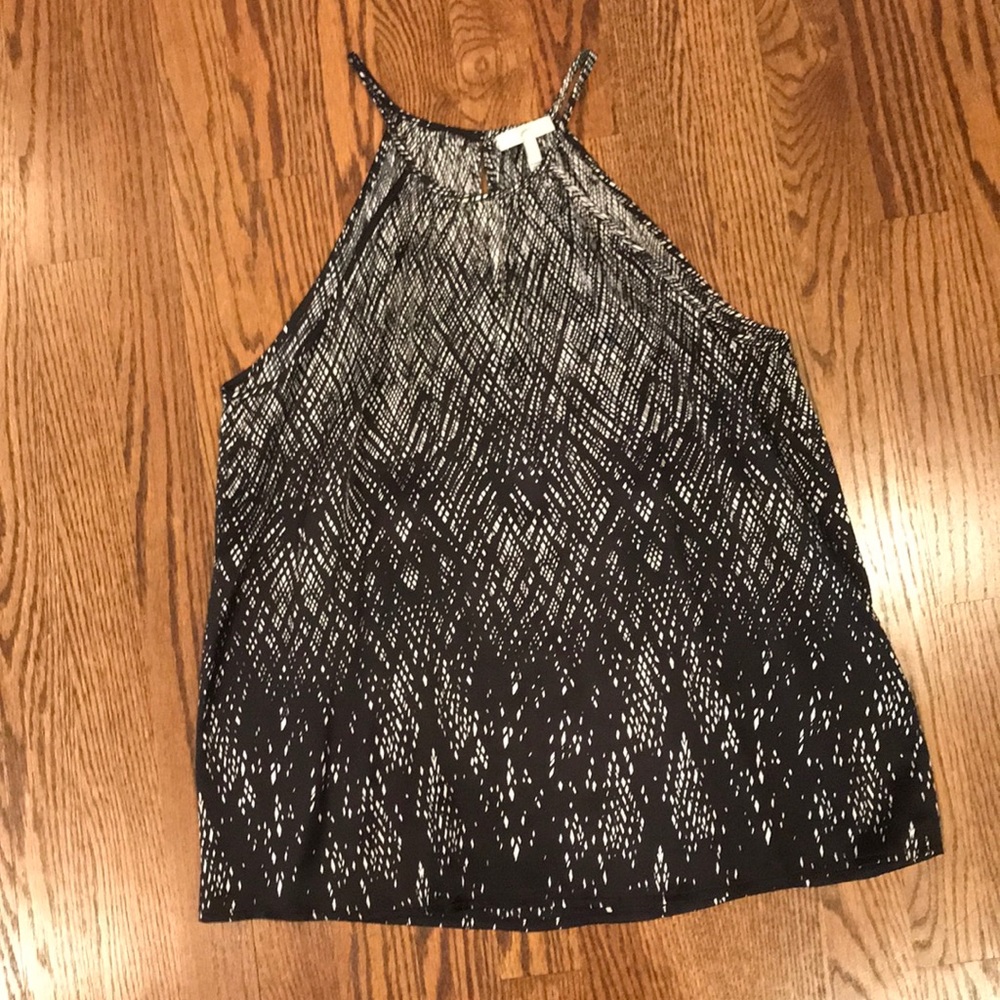 Joie Black and White Graphic Silk Top